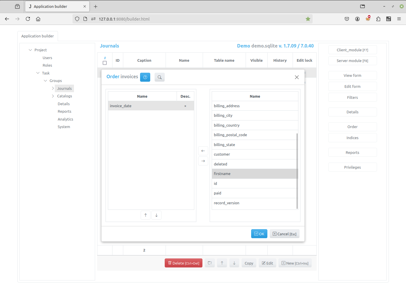 Order Dialog