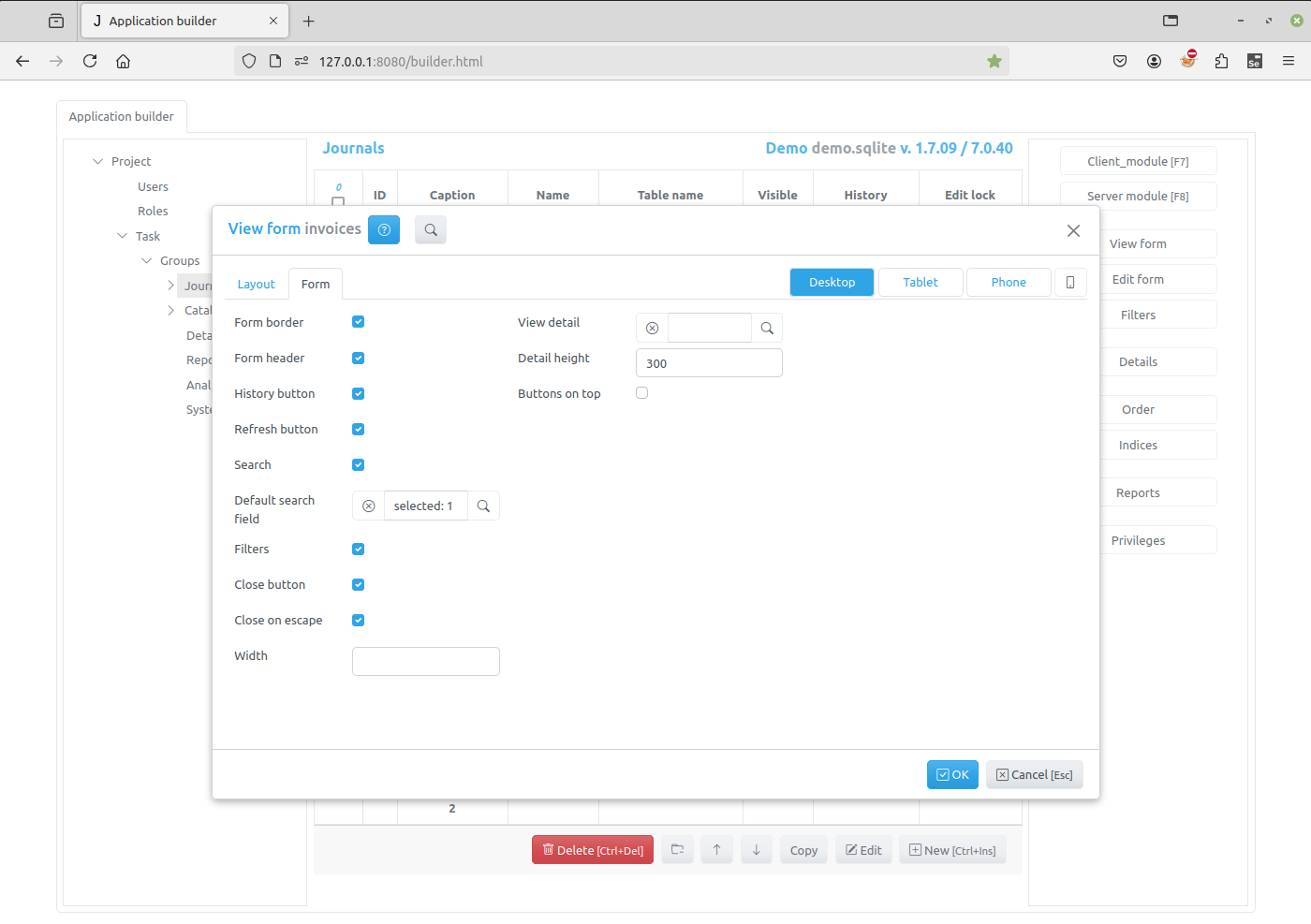 View Form Form tab