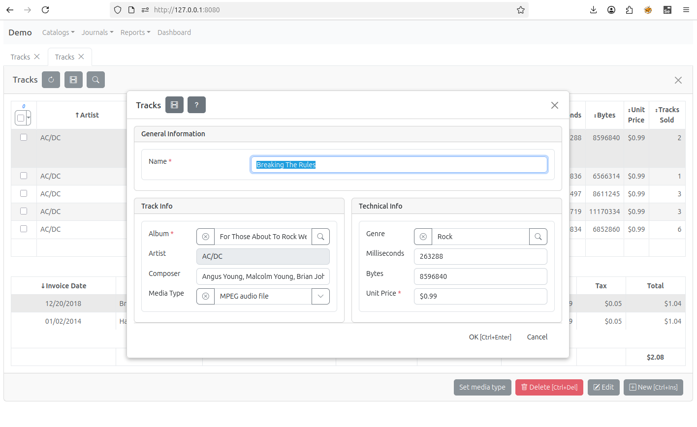 Edit form template using grid layout with headers
